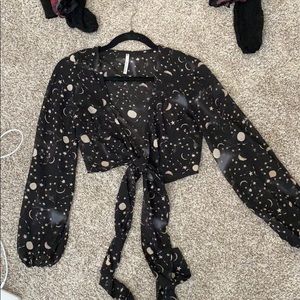 galaxy tie front blouse